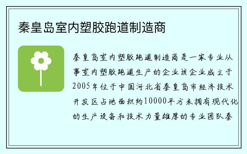 秦皇岛室内塑胶跑道制造商